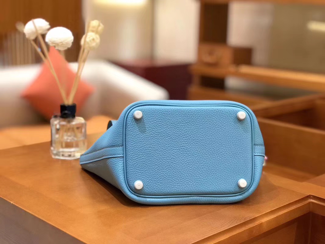 Hermès（爱马仕）Picotin 菜篮包 北方蓝 TC大牛皮 银扣 18cm