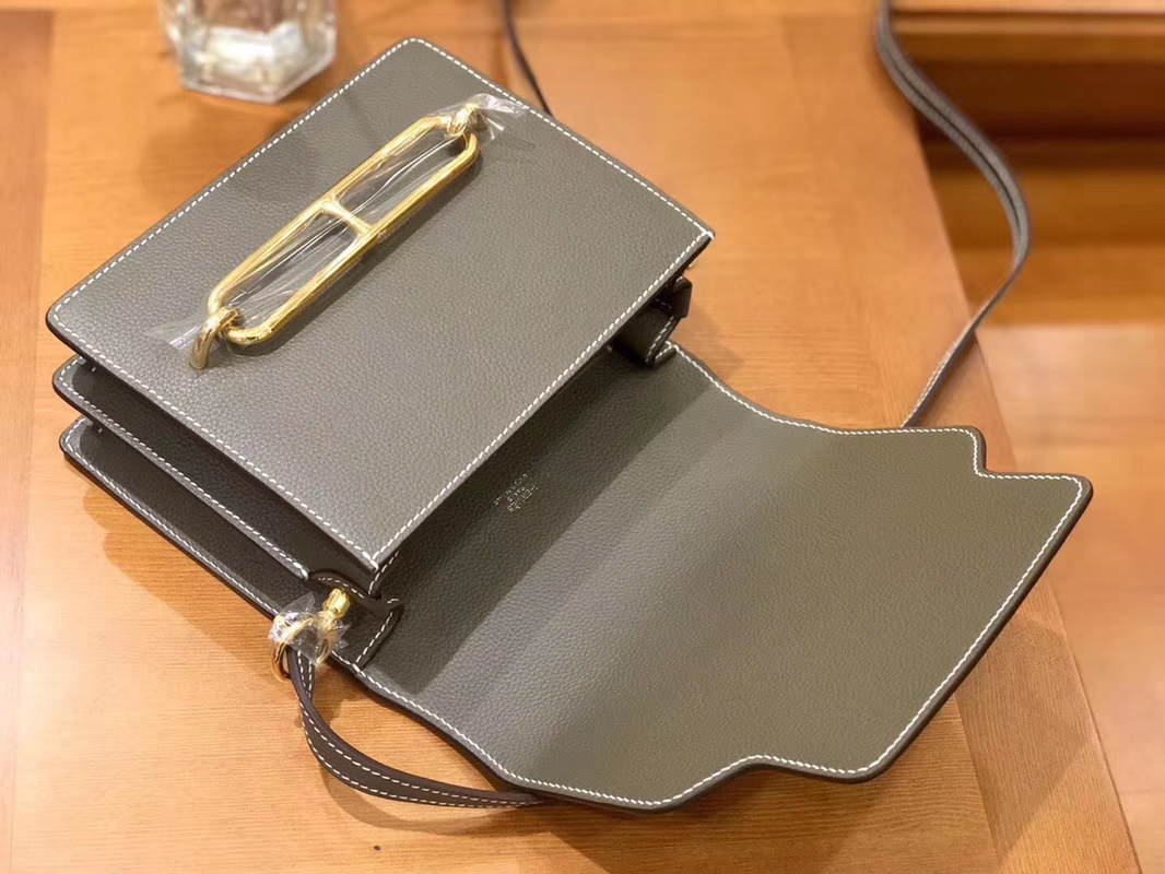 Hermès（爱马仕）Rouils 猪鼻包 大象灰 Evercolor 金扣 18cm