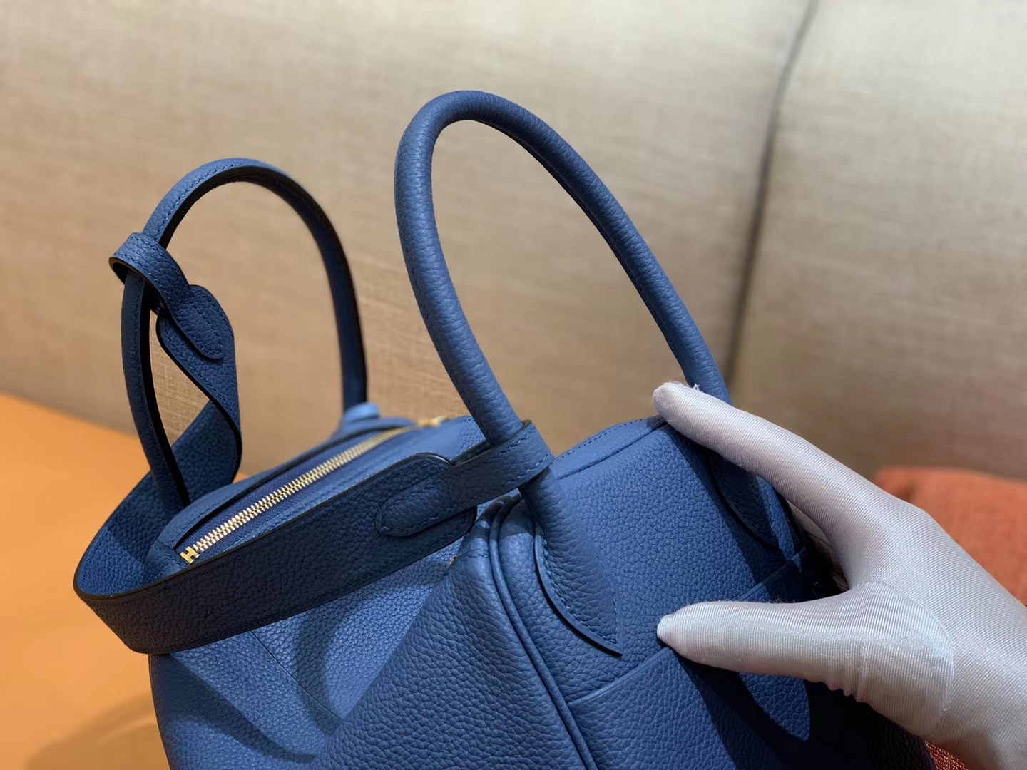 Hermès（爱马仕）Lindy 琳迪包 玛瑙蓝 Togo牛皮 进口原料 全手工缝制 银扣 26cm