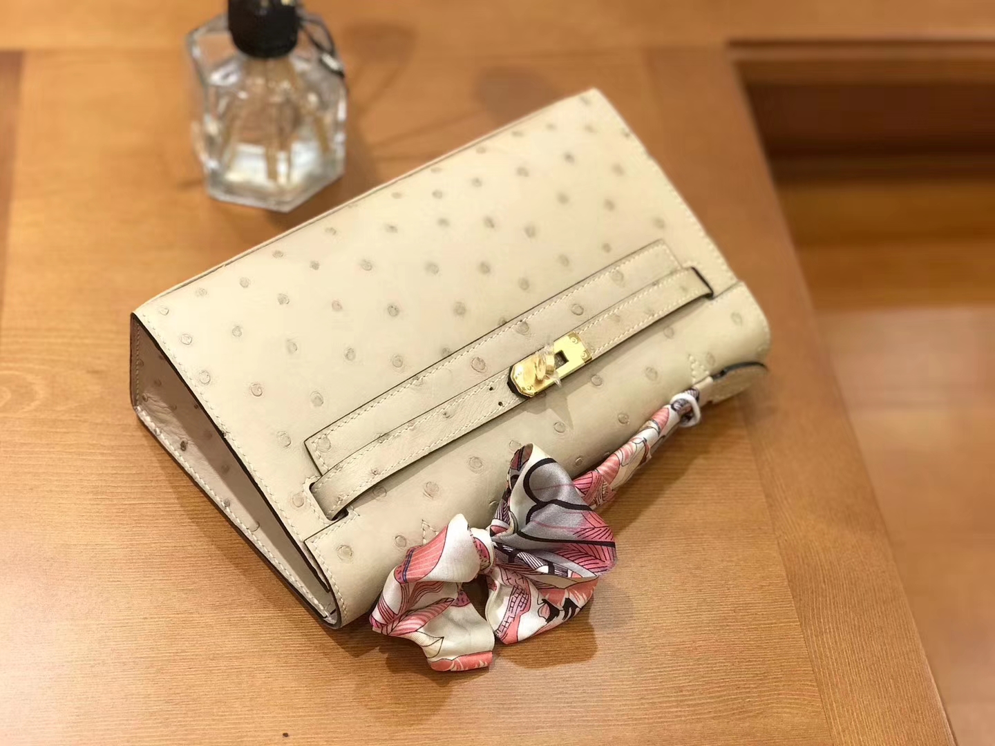 Hermès（爱马仕）miniKelly 迷你凯莉 羊毛白 南非kk级鸵鸟皮 金扣 22cm