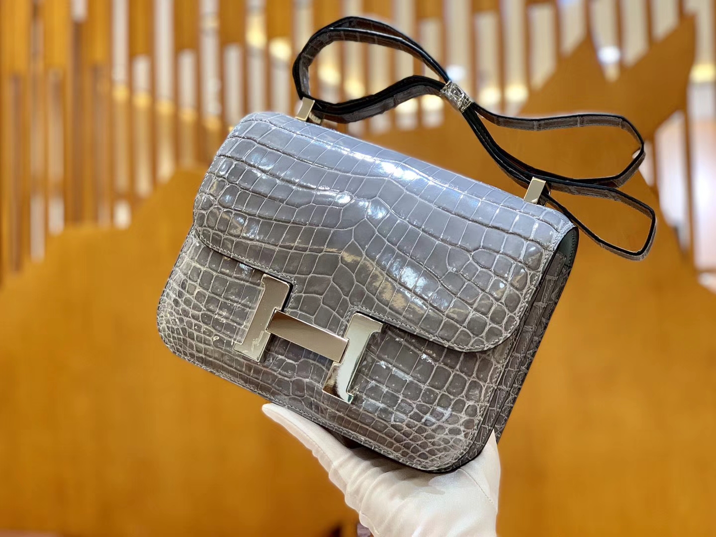Hermès（爱马仕）Constance 空姐包 巴黎灰 一级 尼罗鳄 顶端级别 臻品级别 23cm