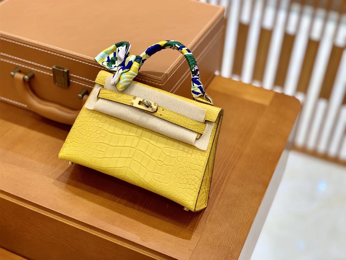 Hermès（爱马仕）Mini Kelly 迷你凯莉 琥珀黄 雾面鳄鱼 一级 顶端级别 美洲 臻品级别 金扣 19cm