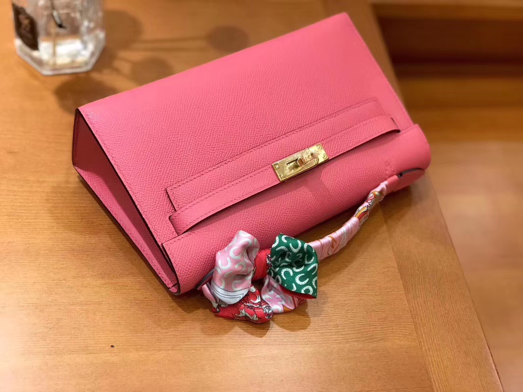 Hermès（爱马仕）Mini Kelly迷你凯莉 唇膏粉 Epsom掌纹皮 臻品级别 1代 金扣 22cm
