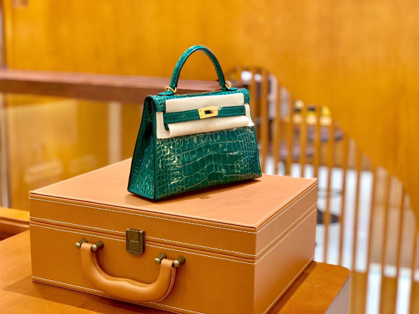 Hermès（爱马仕）Mini Kelly 迷你凯莉 翡翠绿 一级美洲鳄鱼皮 臻品级别 金扣 19cm