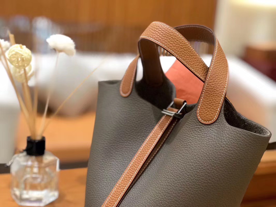 Hermès（爱马仕）Picotin菜蓝包 TC金棕拼大象灰 18cm 22cm