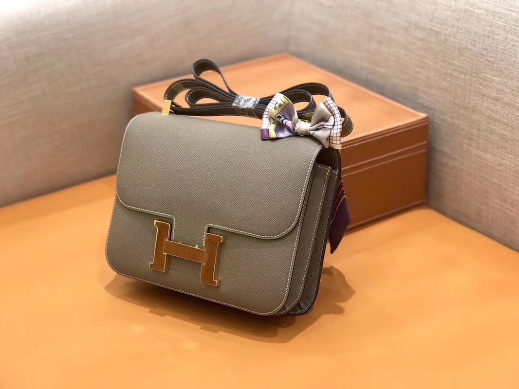 Hermès（爱马仕）Constance 空姐包 大象灰 Epsom掌纹小牛皮 臻品级别 金扣 23cm
