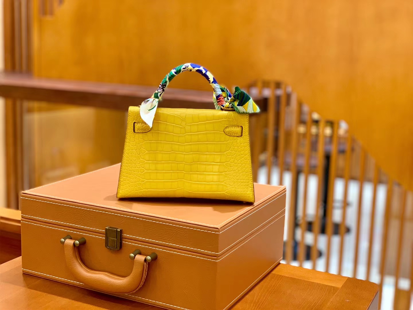 Hermès（爱马仕）Mini Kelly 迷你凯莉 琥珀黄 雾面鳄鱼 一级 顶端级别 美洲 臻品级别 金扣 19cm