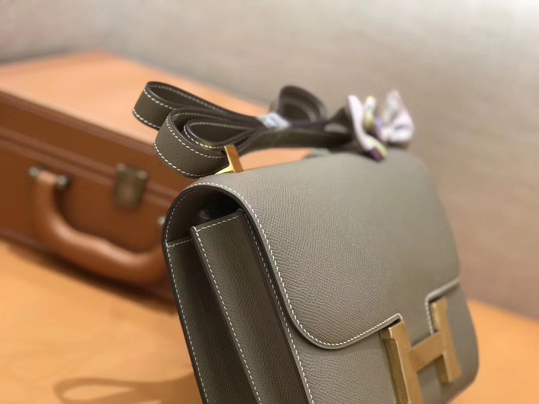 Hermès（爱马仕）Constance 空姐包 大象灰 Epsom掌纹小牛皮 臻品级别 金扣 23cm