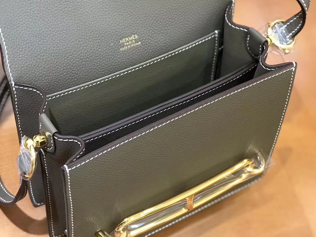 Hermès（爱马仕）Rouils 猪鼻包 大象灰 Evercolor 金扣 18cm