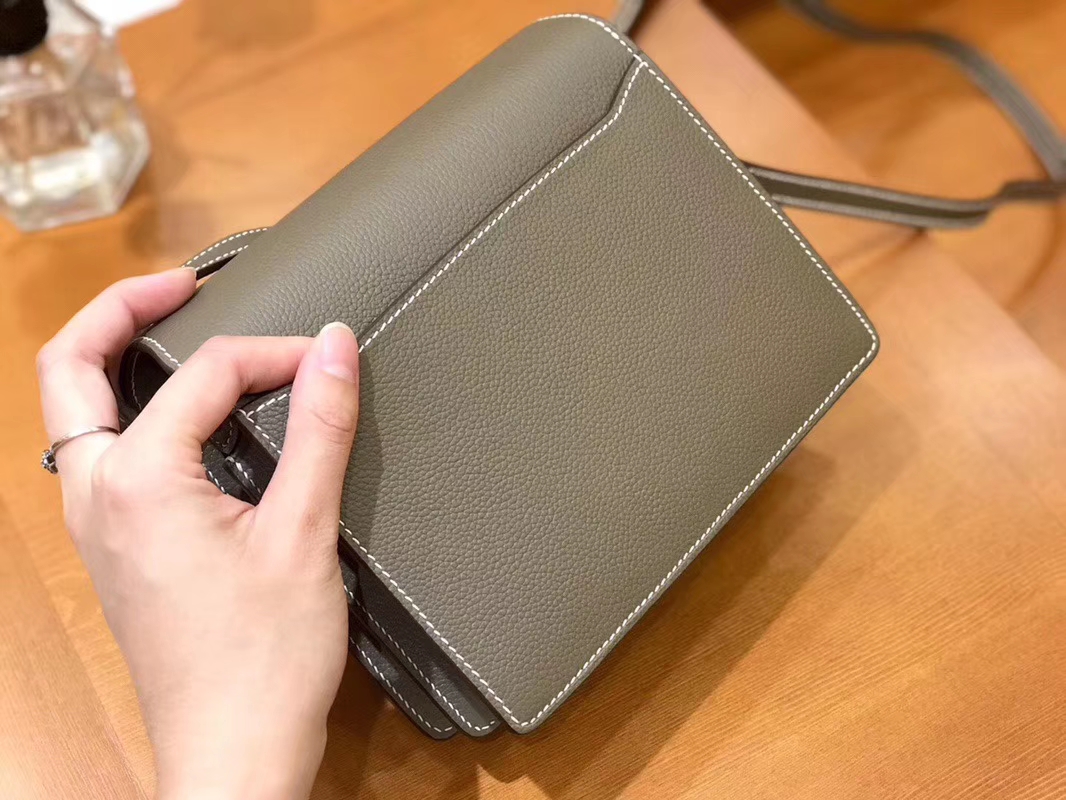 Hermès（爱马仕）Rouils 猪鼻包 大象灰 Evercolor 金扣 18cm