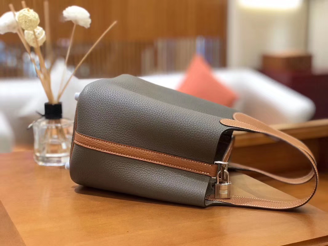 Hermès（爱马仕）Picotin菜蓝包 TC金棕拼大象灰 18cm 22cm