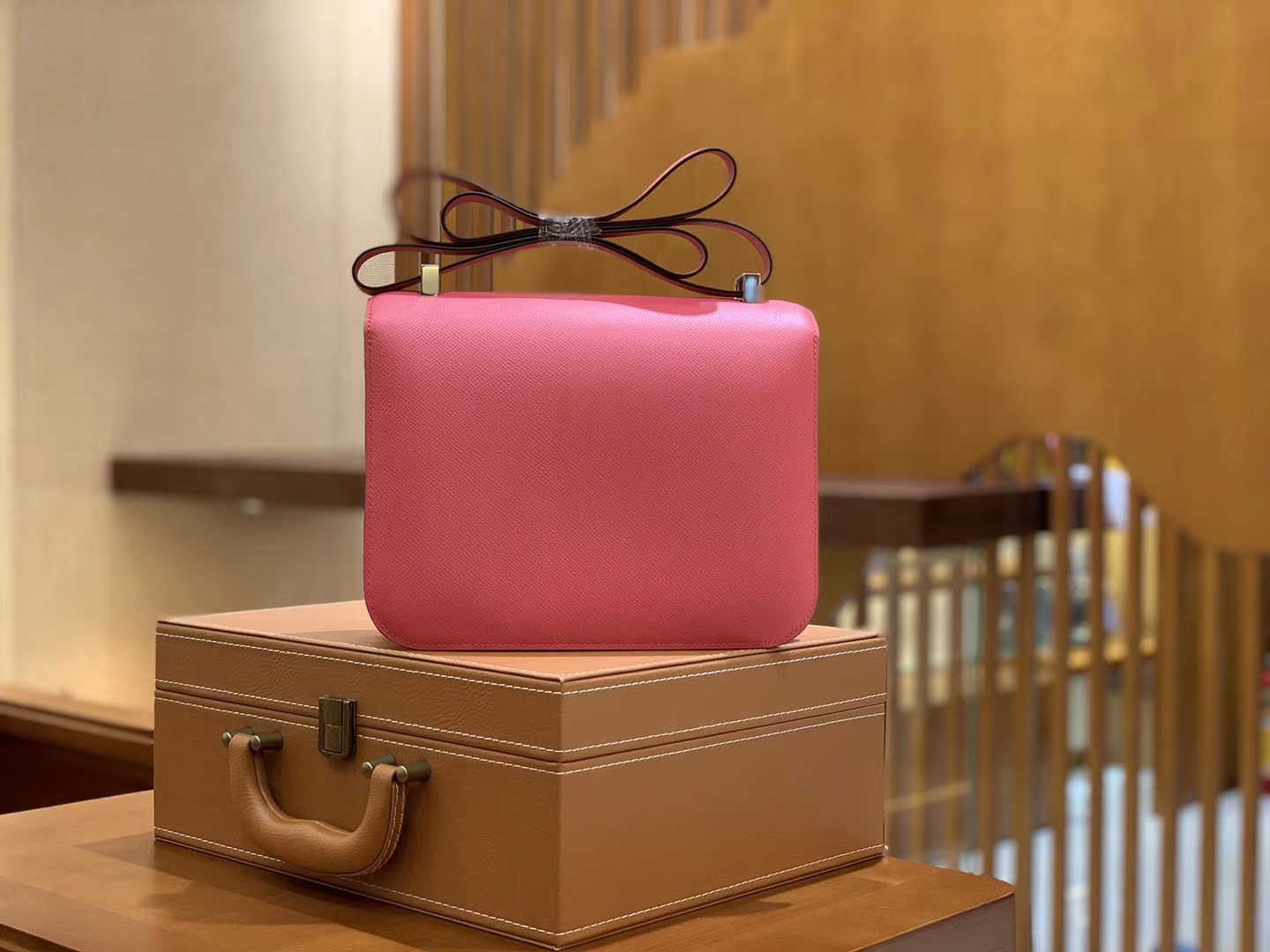 Hermès（爱马仕）Constance 空姐包 唇膏粉 EP掌纹牛皮 德国进口原料 23cm