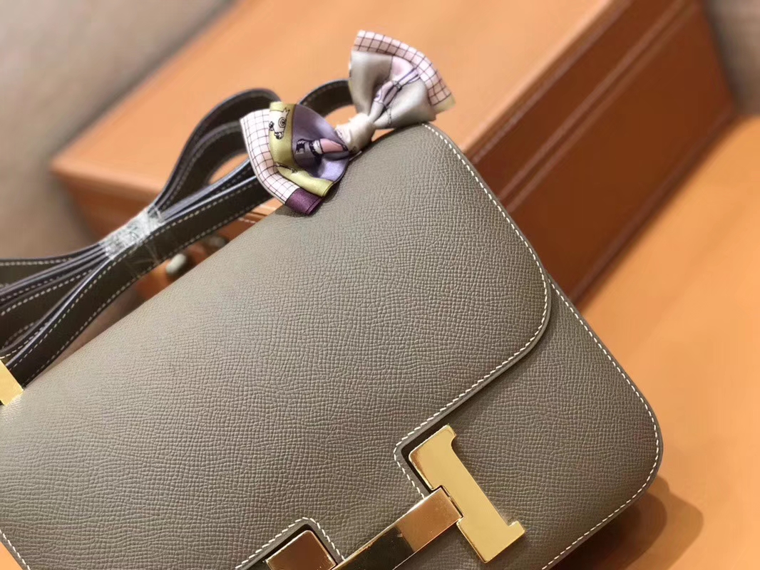Hermès（爱马仕）Constance 空姐包 大象灰 Epsom掌纹小牛皮 臻品级别 金扣 23cm