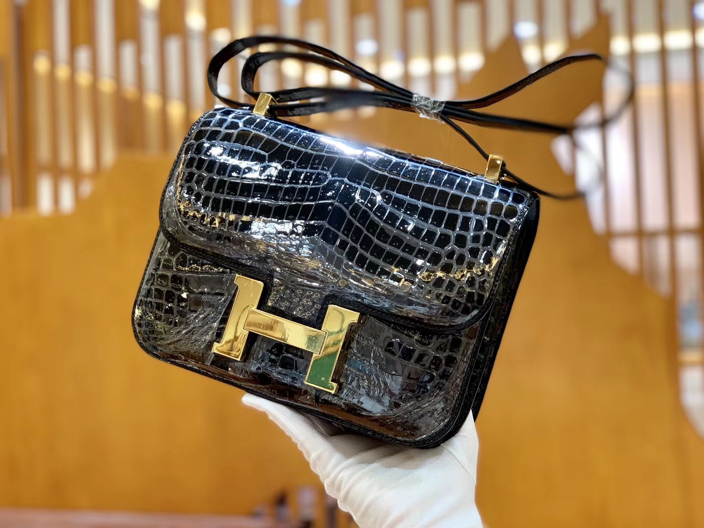 Hermès（爱马仕）Constance 空姐包 经典黑 一级 尼罗鳄 顶端级别 臻品级别 23cm