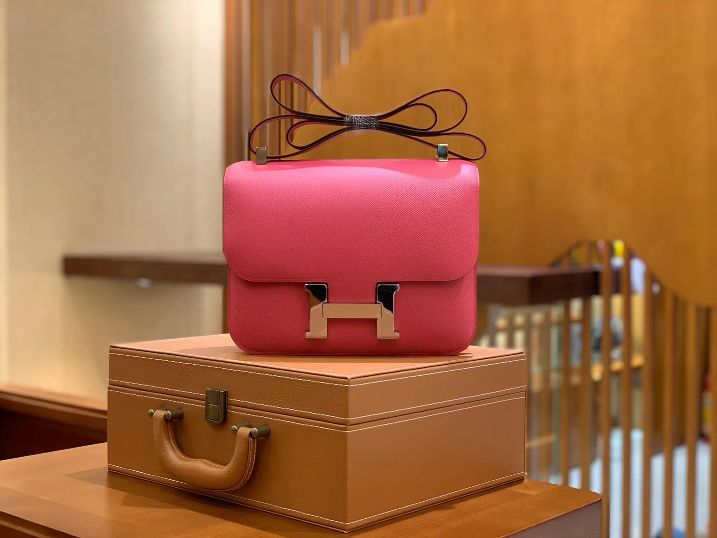 Hermès（爱马仕）Constance 空姐包 唇膏粉 EP掌纹牛皮 德国进口原料 23cm