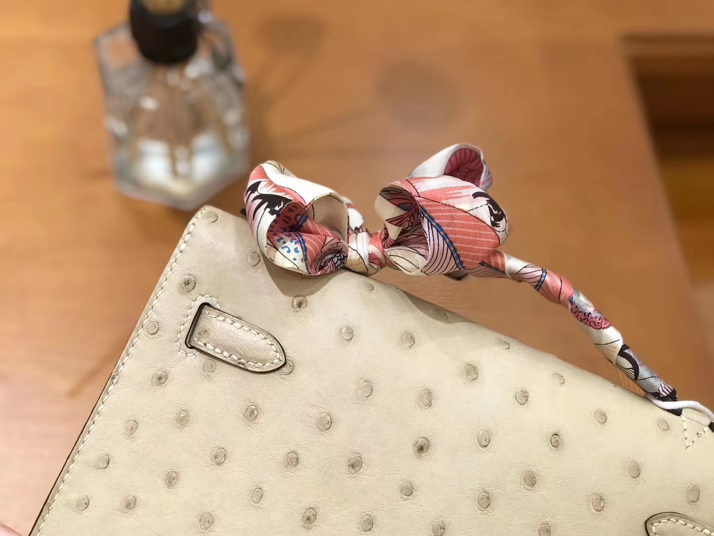 Hermès（爱马仕）miniKelly 迷你凯莉 羊毛白 南非kk级鸵鸟皮 金扣 22cm