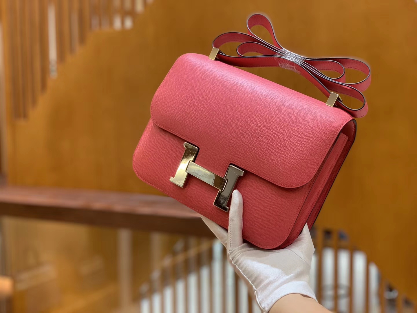 Hermès（爱马仕）Constance 空姐包 唇膏粉 EP掌纹牛皮 德国进口原料 23cm