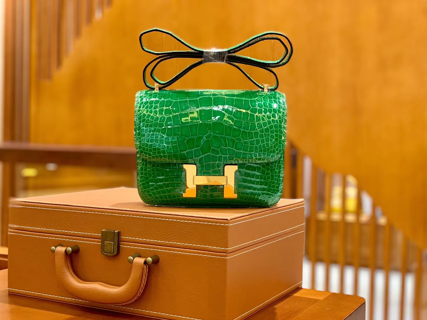 Hermès（爱马仕）Constance 空姐包 仙人掌绿 一级皮 美洲鳄 顶端级别 臻品级别 金扣 18cm
