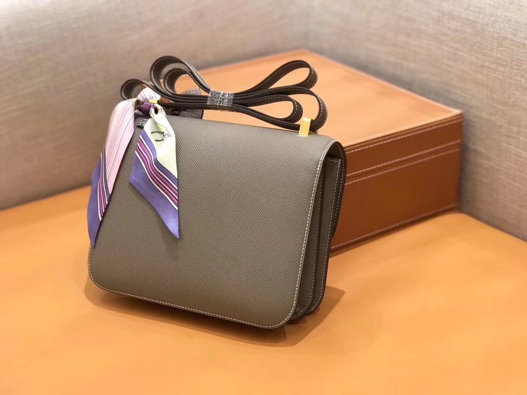 Hermès（爱马仕）Constance 空姐包 大象灰 Epsom掌纹小牛皮 臻品级别 金扣 23cm