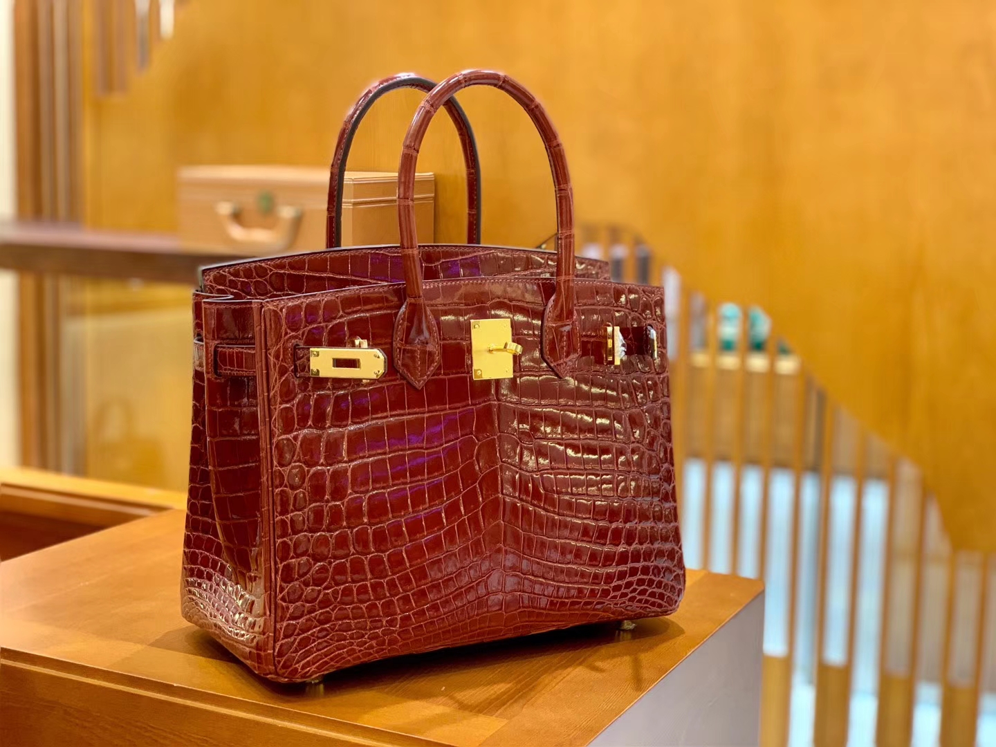 Hermès（爱马仕）Birkin 30cm 板栗棕 金扣 一级皮 尼罗鳄鱼皮 臻品级别