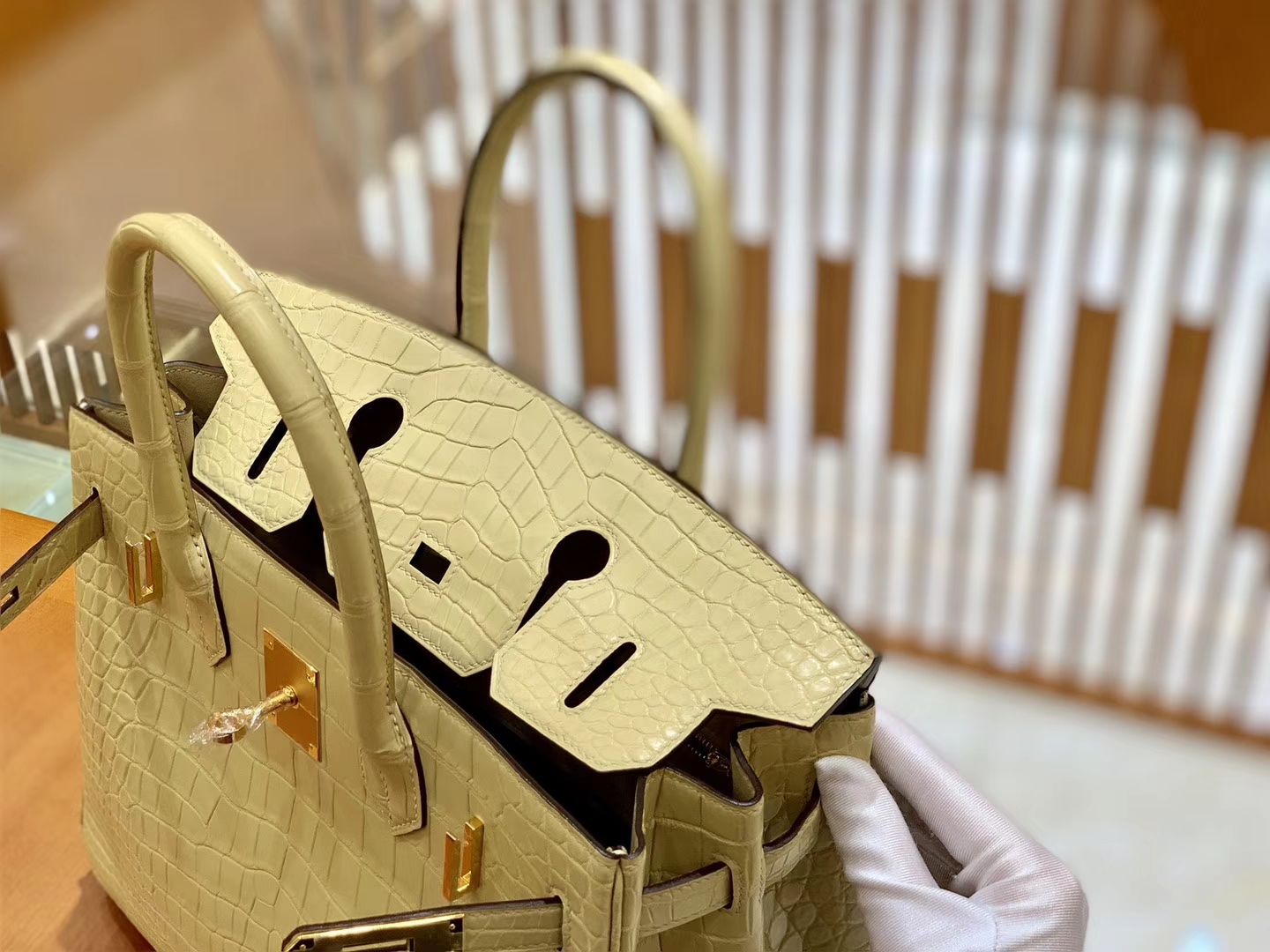 Hermès（爱马仕）Birkin 30cm 奶黄色 金扣 一级皮 尼罗鳄鱼皮 臻品级别