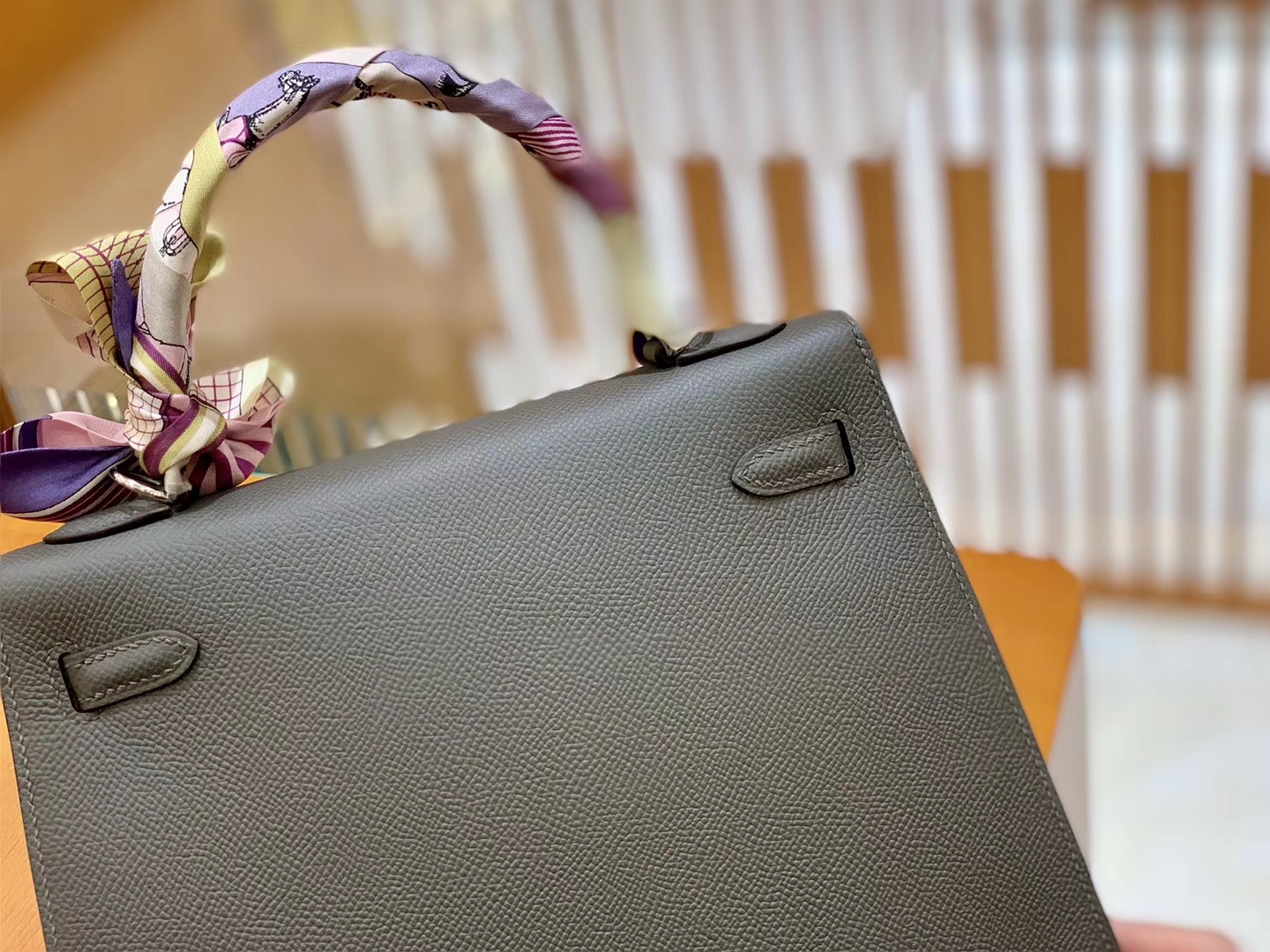 Hermès（爱马仕）Kelly 凯莉包 锡器灰 掌纹牛皮 进口原料 臻品级别 银扣 25cm 现货