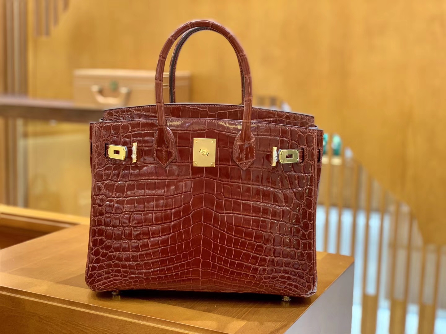 Hermès（爱马仕）Birkin 30cm 板栗棕 金扣 一级皮 尼罗鳄鱼皮 臻品级别