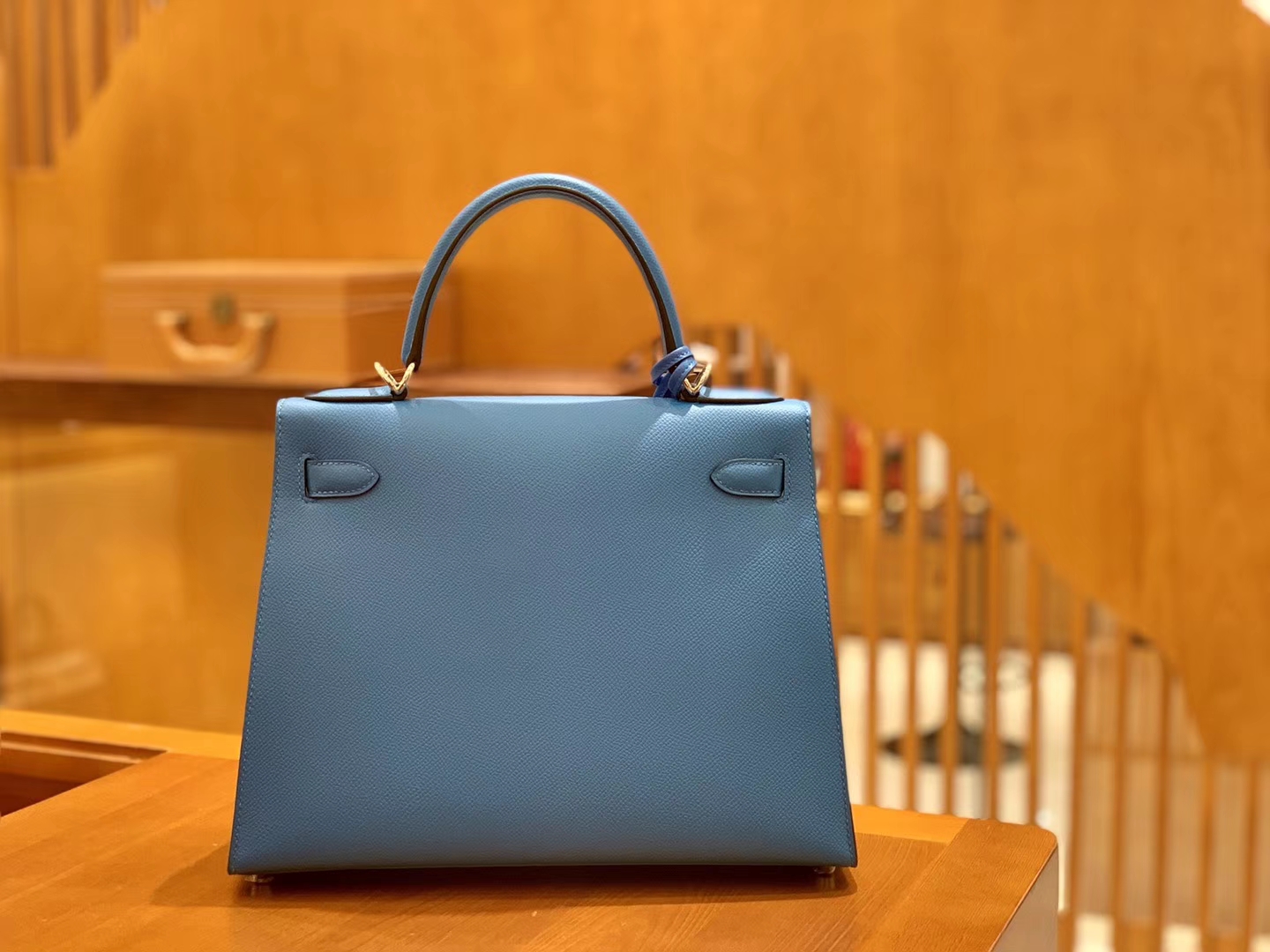 Hermès（爱马仕）Kelly 凯莉包 坦桑尼亚蓝 掌纹牛皮德国进口原料 全手缝制 金扣 28cm 现货