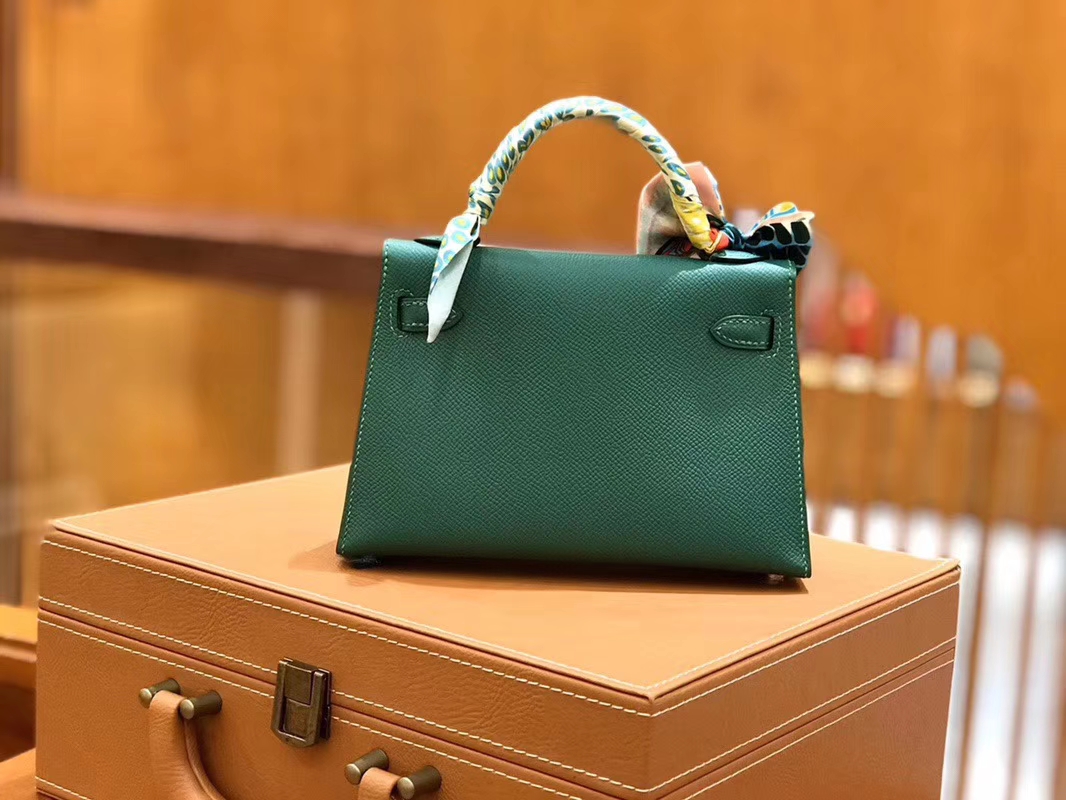 Hermès（爱马仕）Mini kelly 丝绒绿 掌纹小牛皮 全手工缝制 臻品级别 19cm 金扣 现货