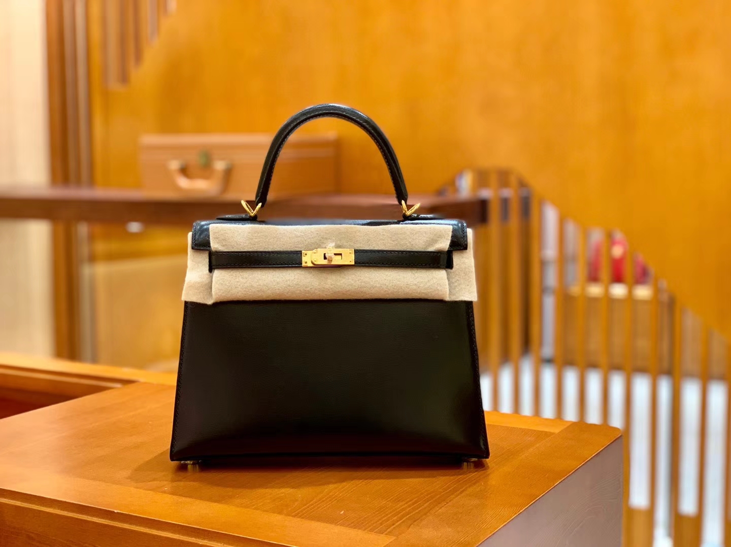 Hermès（爱马仕）Kelly 25cm 经典黑 银扣 BOX猫爪纹牛皮 全手工缝制 臻品工序