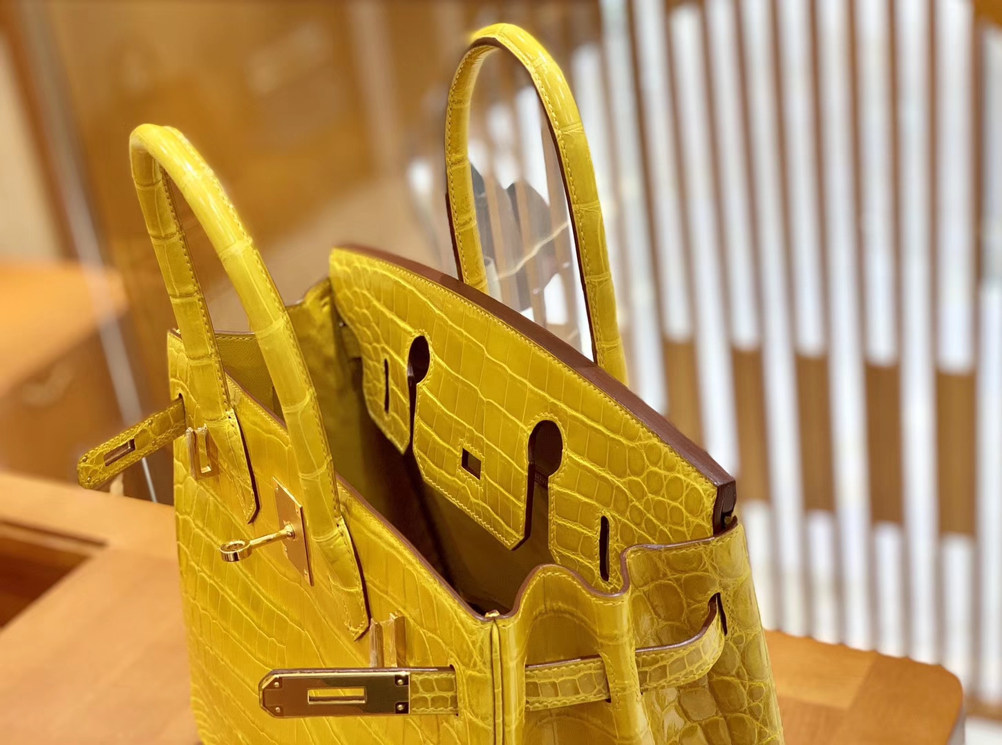 Hermès（爱马仕）Birkin 铂金包 琥珀黄 一级皮 尼罗鳄鱼皮 臻品级别 金扣 30cm