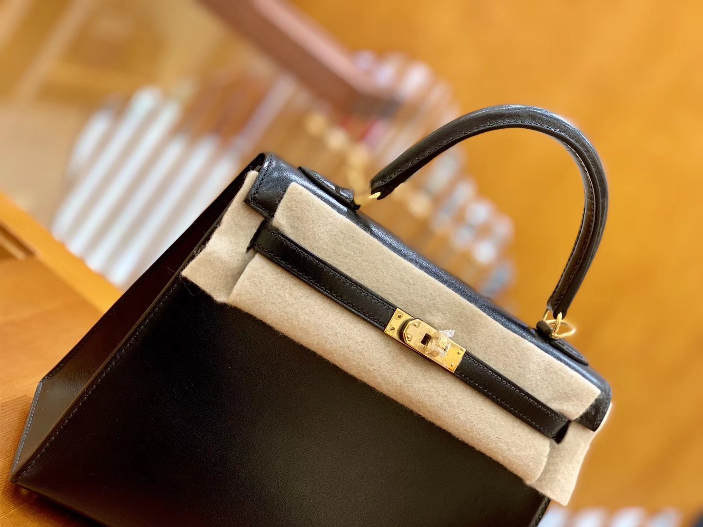 Hermès（爱马仕）Kelly 25cm 经典黑 银扣 BOX猫爪纹牛皮 全手工缝制 臻品工序