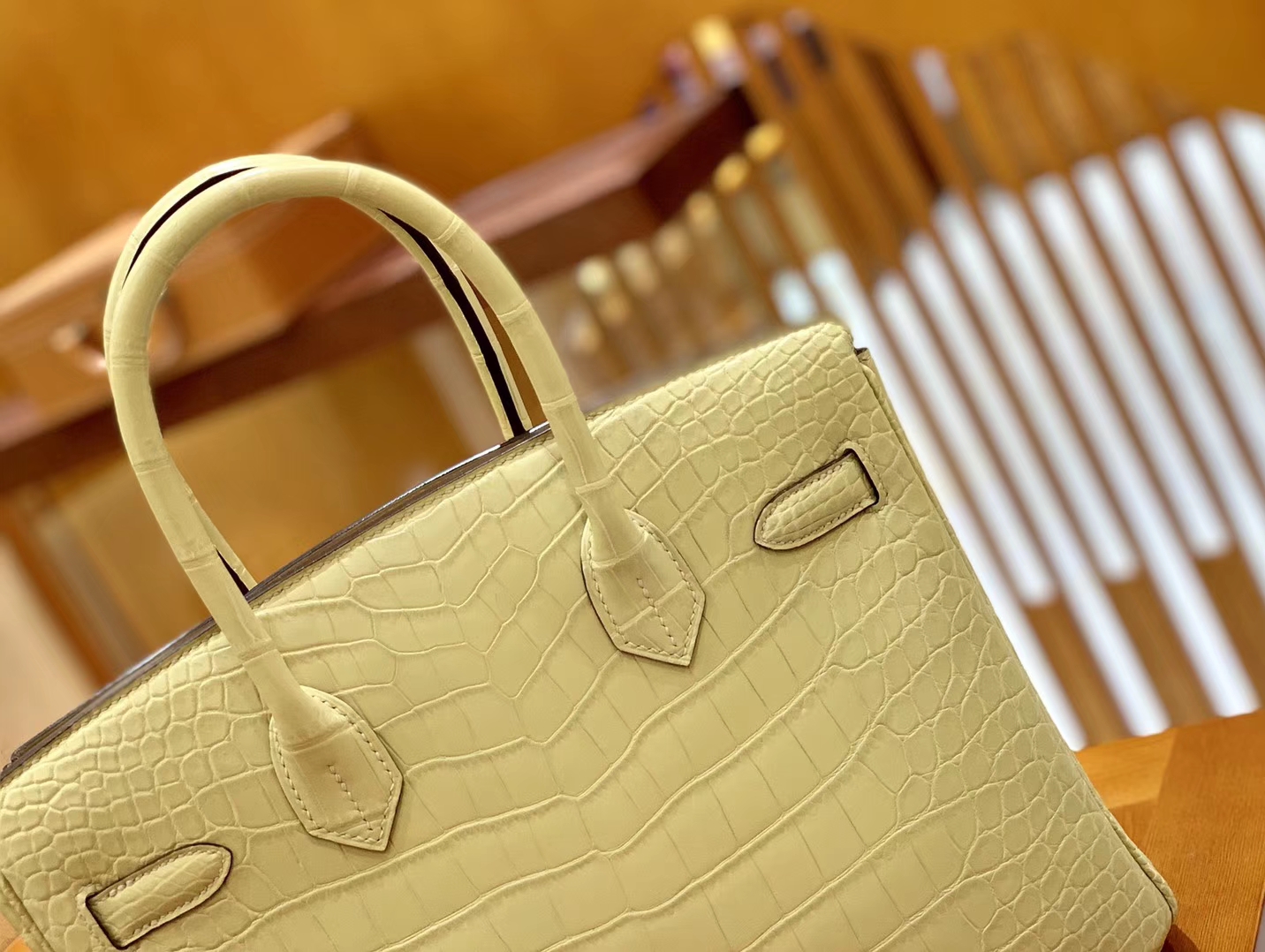 Hermès（爱马仕）Birkin 30cm 奶黄色 金扣 一级皮 尼罗鳄鱼皮 臻品级别