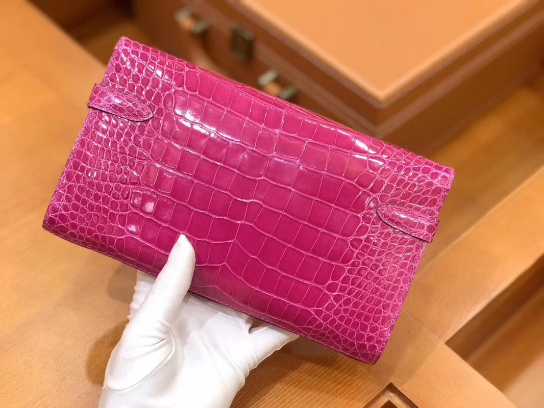 Hermès（爱马仕）Kelly 钱夹 美洲鳄鱼皮 天方夜谭紫