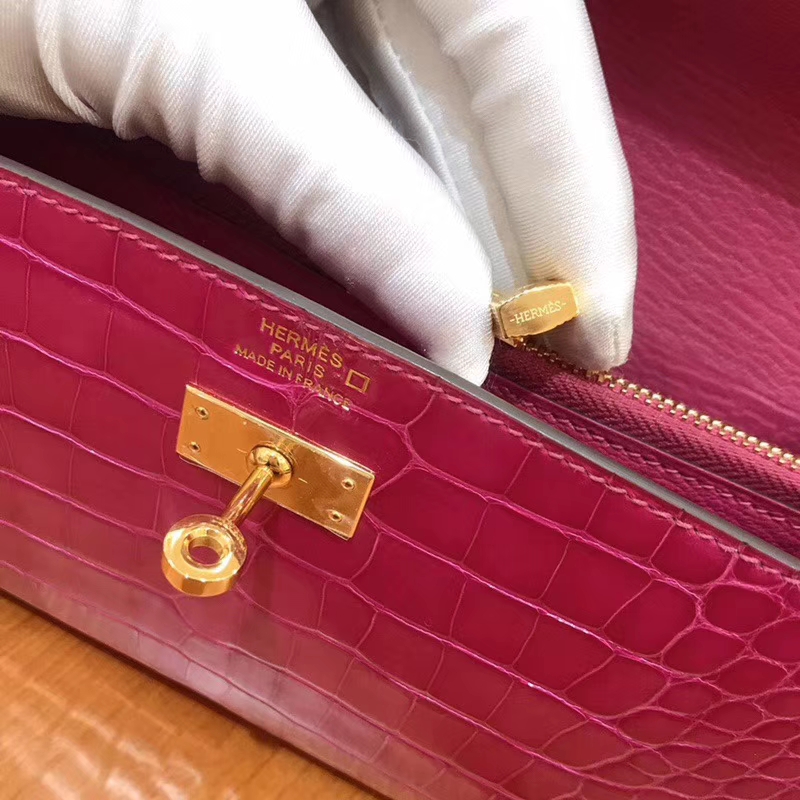 Hermès（爱马仕）Kelly 钱夹 美洲鳄鱼皮 天方夜谭紫