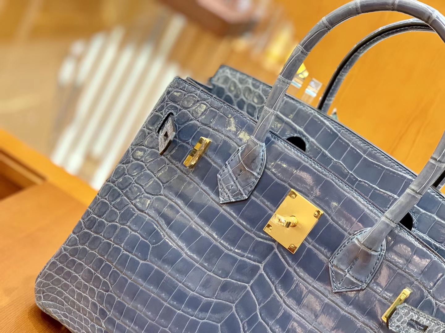 Hermès（爱马仕）Birkin 30cm 牛仔蓝 金扣 一级皮 尼罗鳄鱼皮 臻品级别