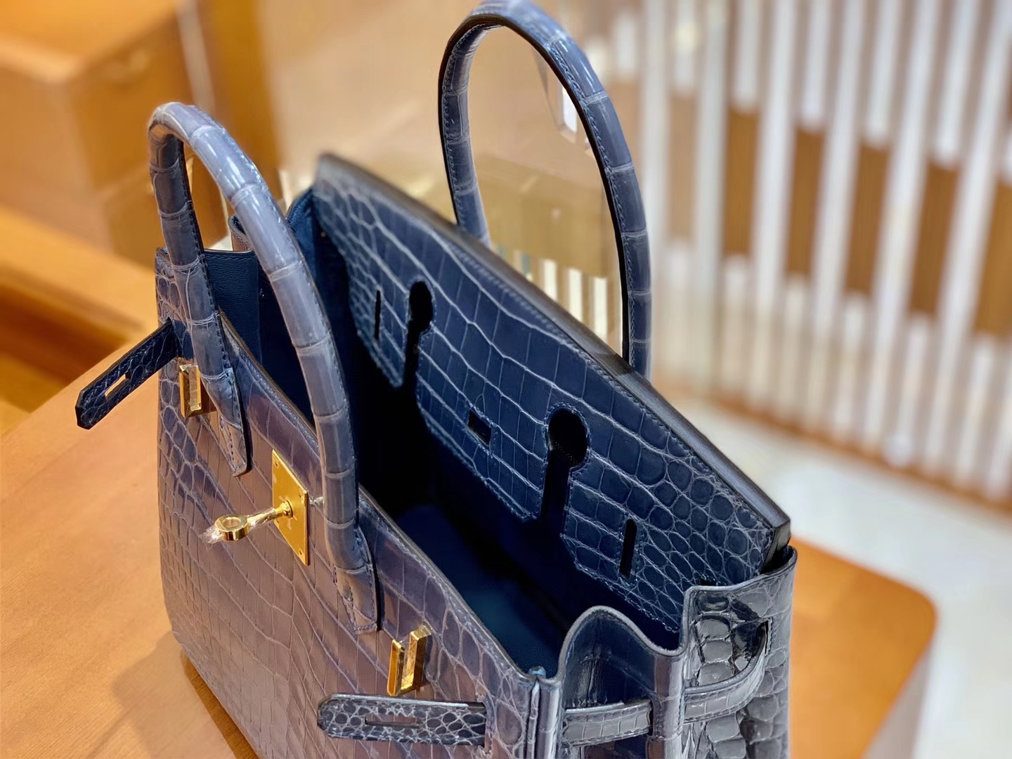 Hermès（爱马仕）Birkin 30cm 牛仔蓝 金扣 一级皮 尼罗鳄鱼皮 臻品级别