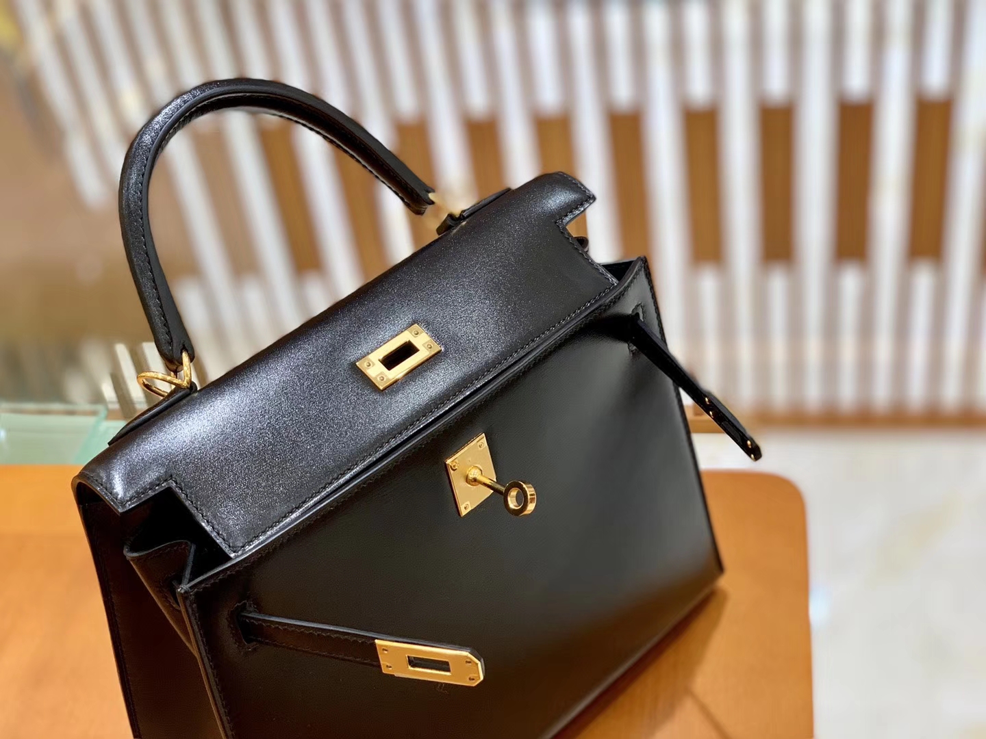 Hermès（爱马仕）Kelly 25cm 经典黑 银扣 BOX猫爪纹牛皮 全手工缝制 臻品工序