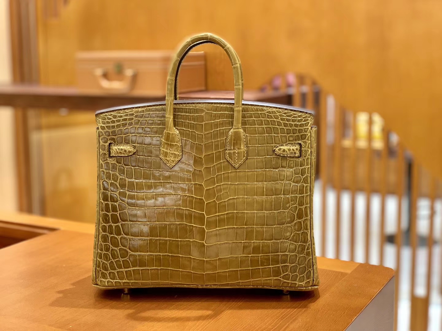 Hermès（爱马仕）Birkin 铂金包 芥末黄 一级皮 尼罗鳄鱼皮 臻品级别 金扣 25cm