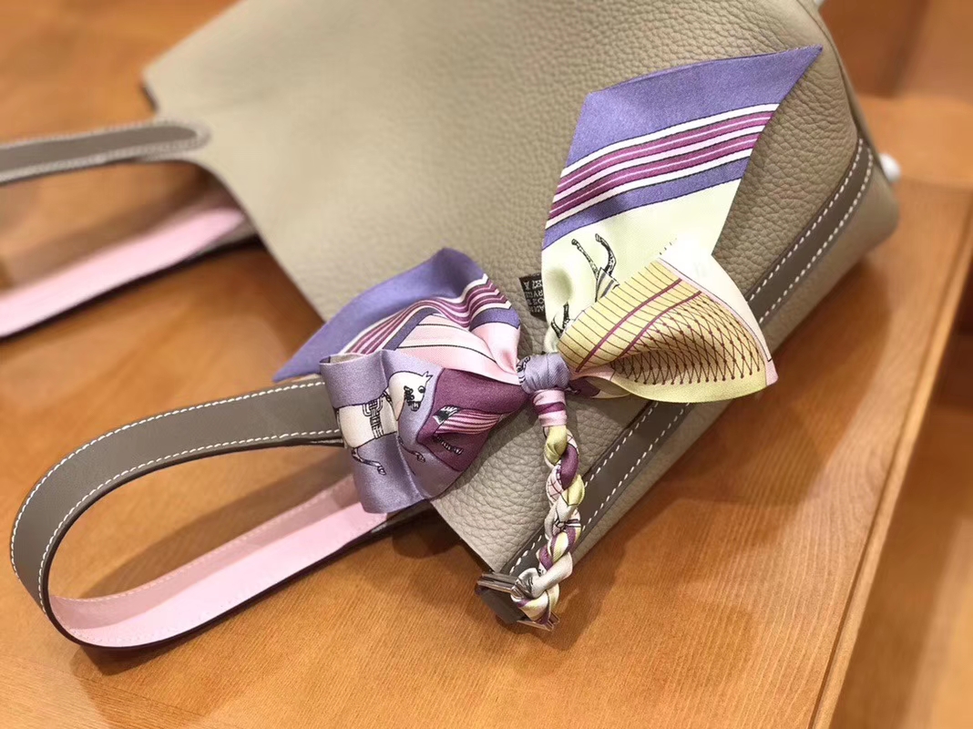 Hermès（爱马仕）Picotin 菜篮包 swift大象灰Q粉拼TC斑鸠灰 18cm