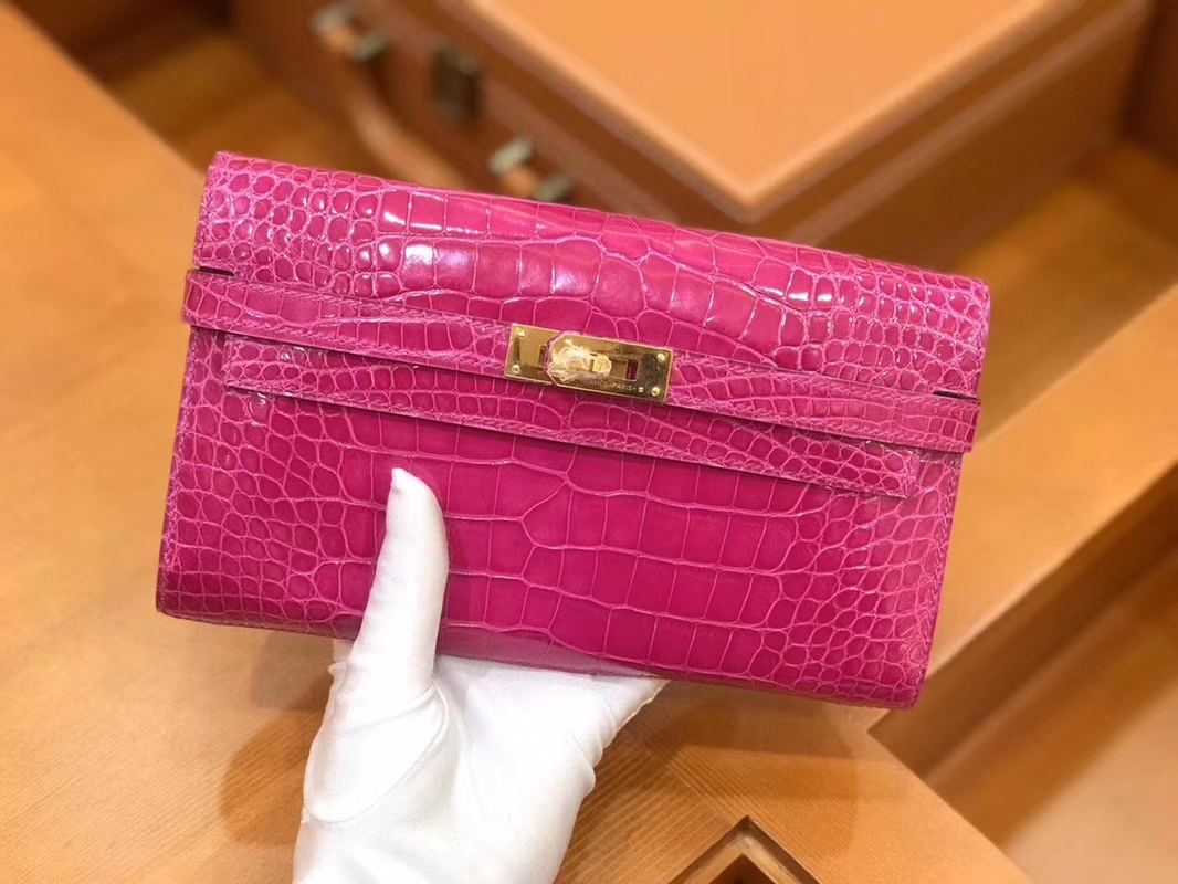 Hermès（爱马仕）Kelly 钱夹 美洲鳄鱼皮 天方夜谭紫