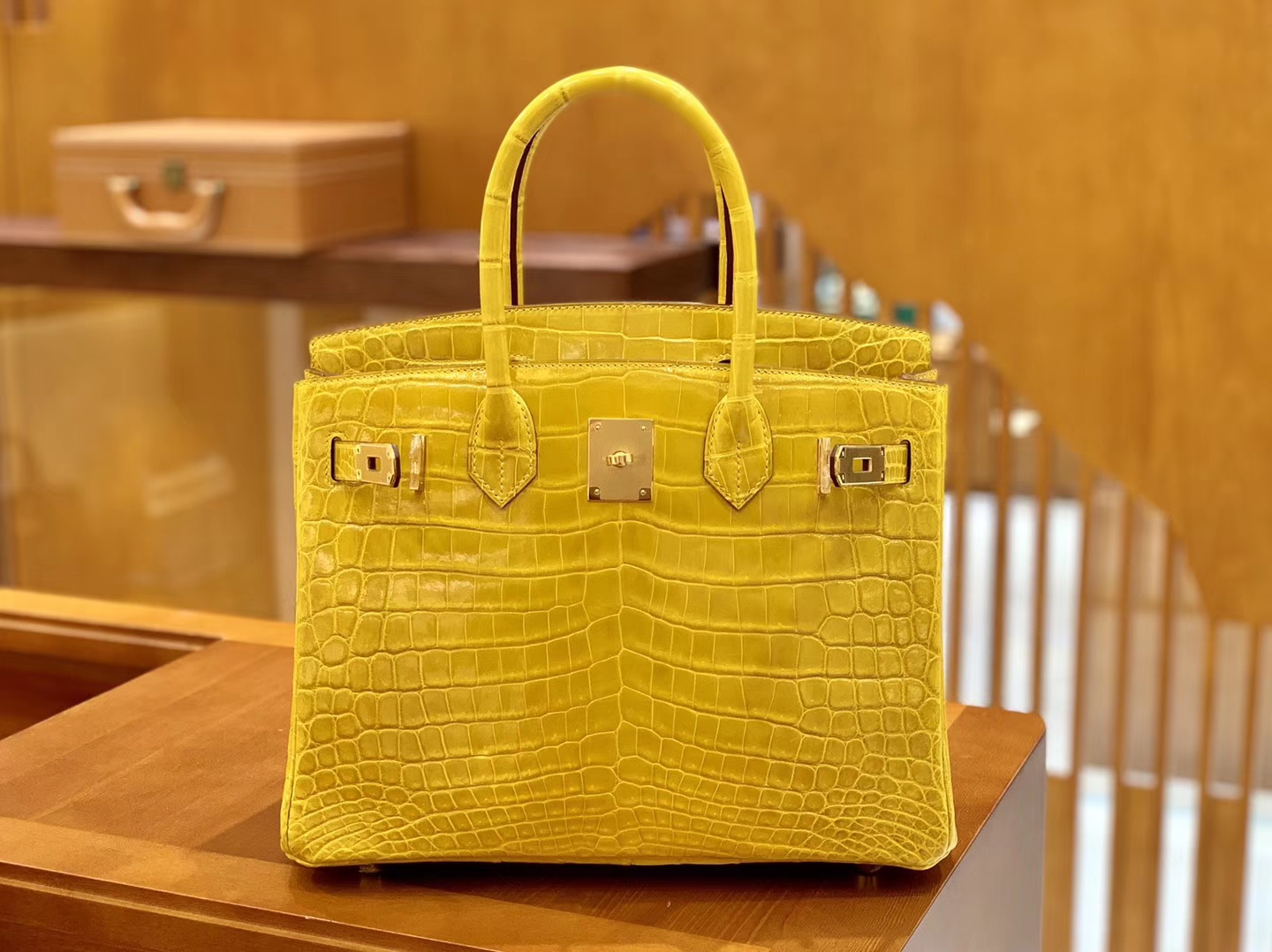 Hermès（爱马仕）Birkin 铂金包 琥珀黄 一级皮 尼罗鳄鱼皮 臻品级别 金扣 30cm