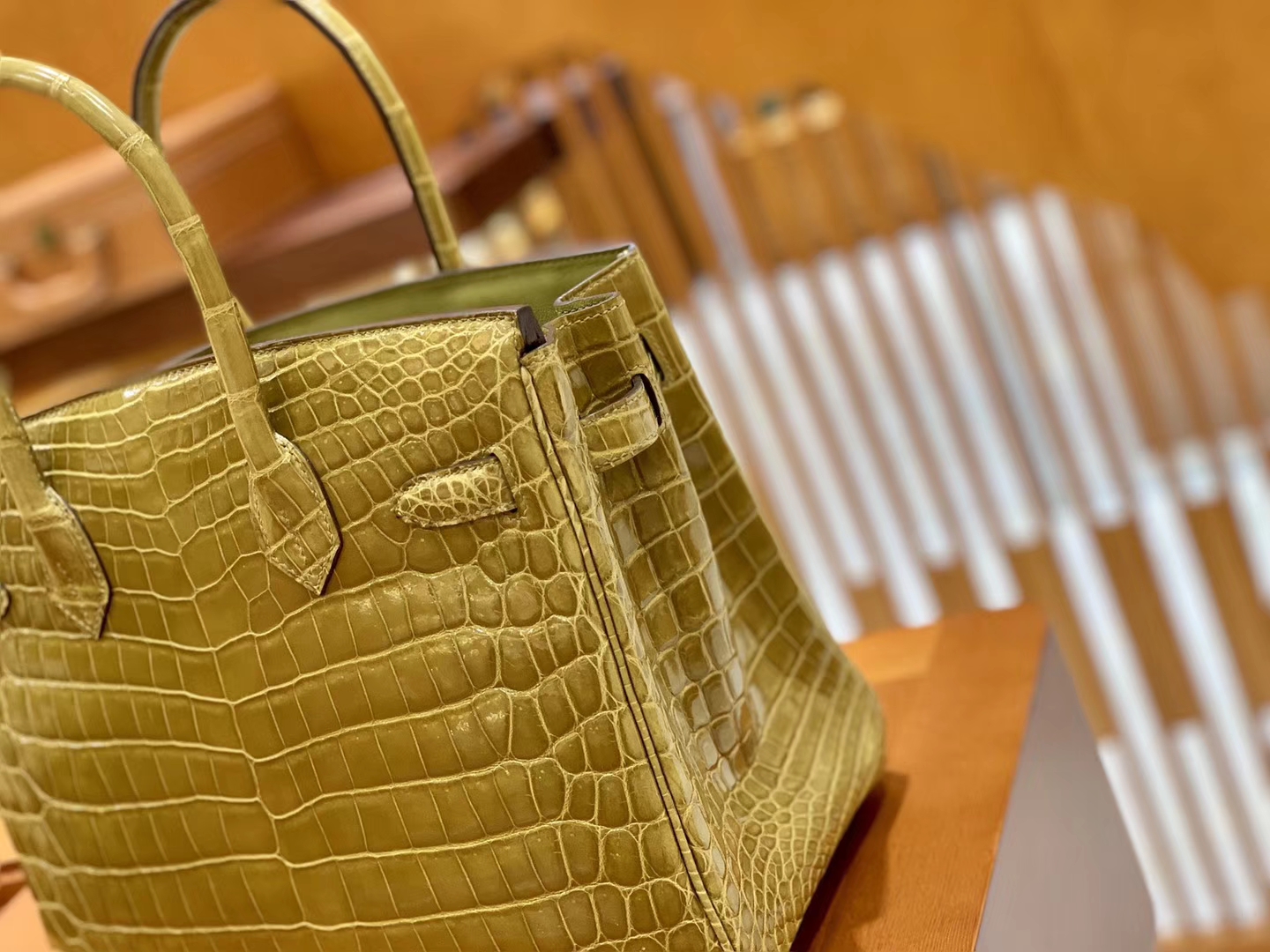 Hermès（爱马仕）Birkin 30cm 芥末绿 金扣 一级皮 尼罗鳄鱼皮 臻品级别