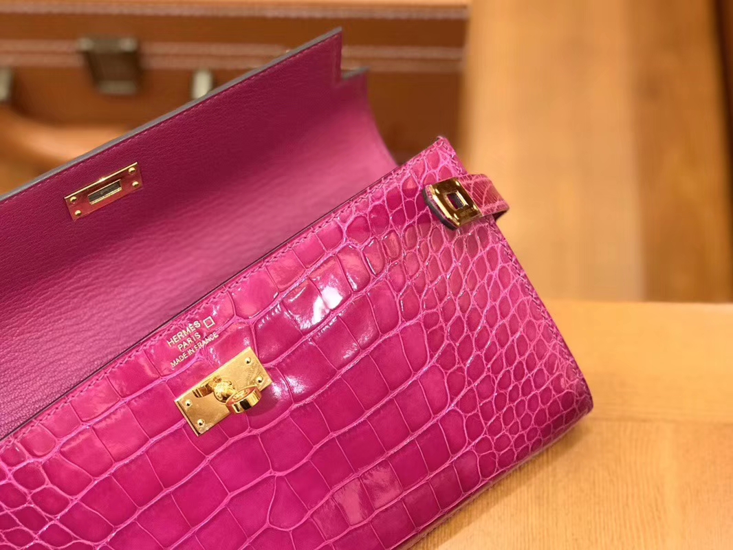 Hermès（爱马仕）Kelly 钱夹 美洲鳄鱼皮 天方夜谭紫