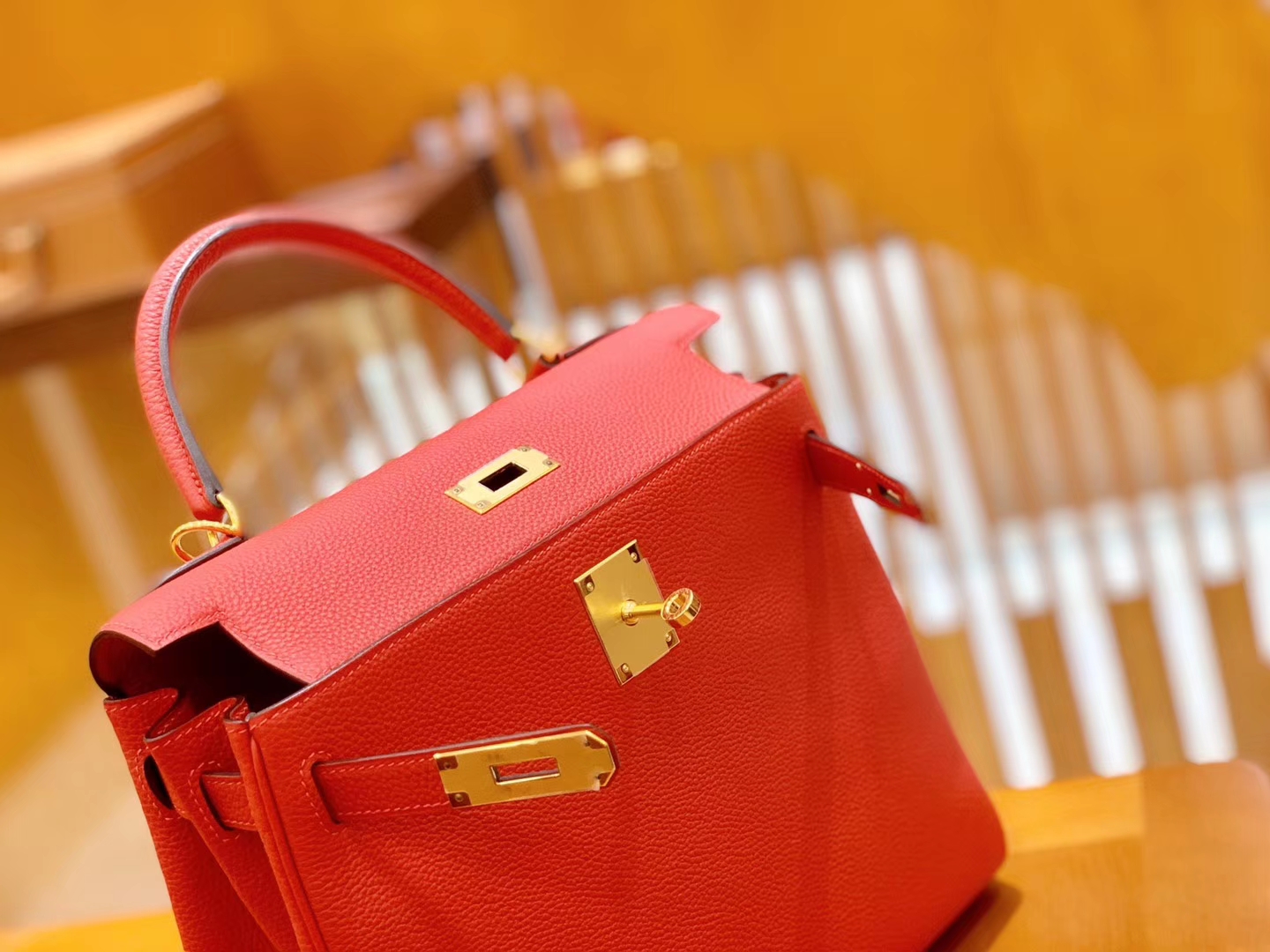 Hermès（爱马仕）Kelly 凯莉包 国旗红 Togo德国进口牛皮 全手工 金扣 28cm 现货