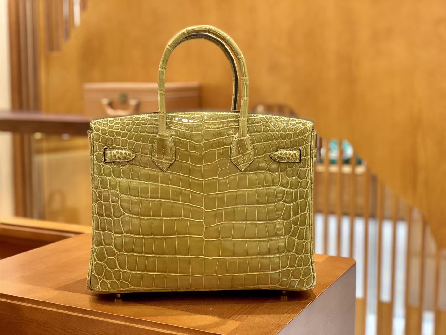 Hermès（爱马仕）Birkin 30cm 芥末绿 金扣 一级皮 尼罗鳄鱼皮 臻品级别