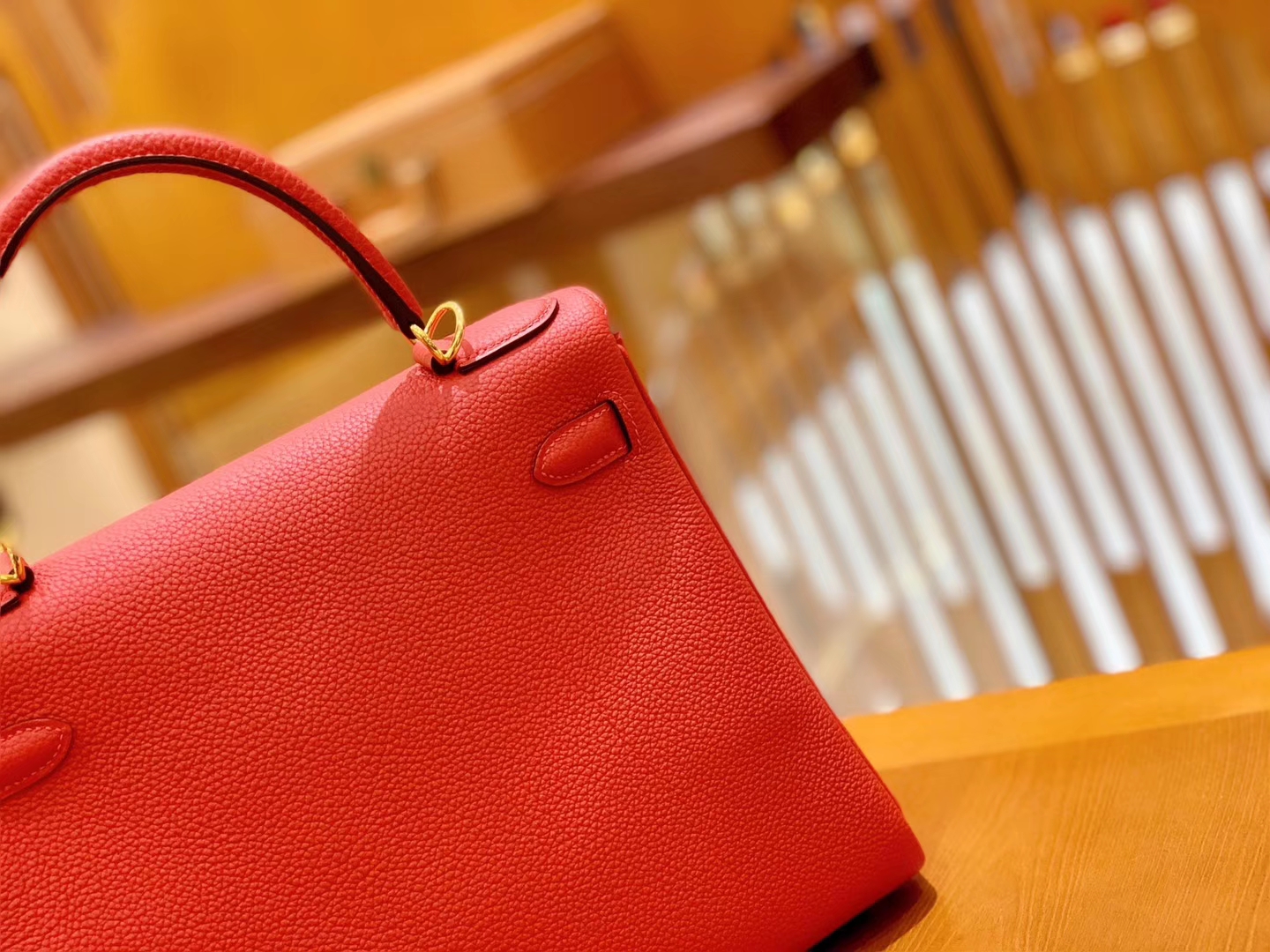Hermès（爱马仕）Kelly 凯莉包 国旗红 Togo德国进口牛皮 全手工 金扣 28cm 现货