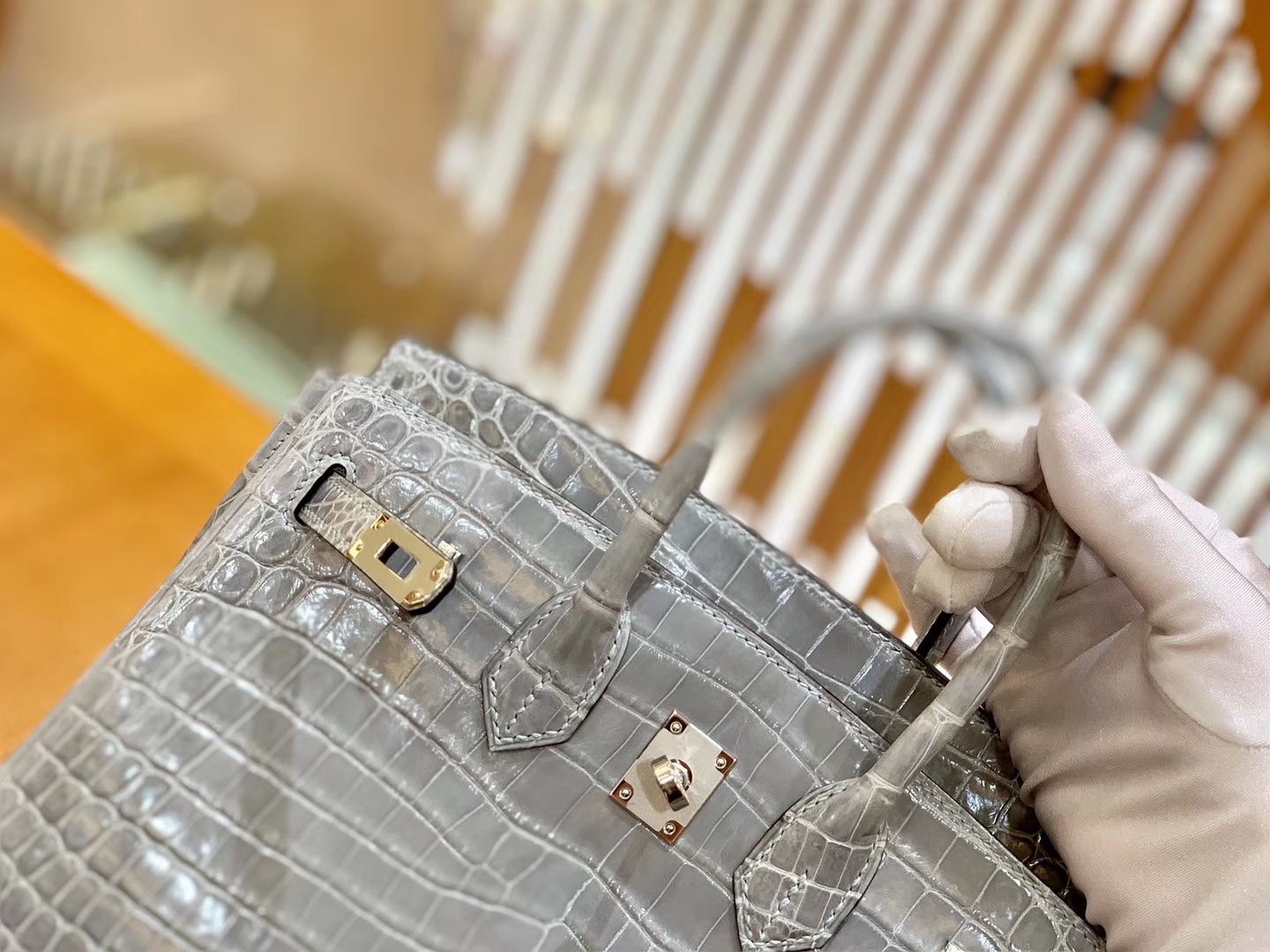 Hermès（爱马仕）Birkin 铂金包 巴黎灰 一级皮 尼罗鳄鱼皮 臻品级别 银扣 25cm