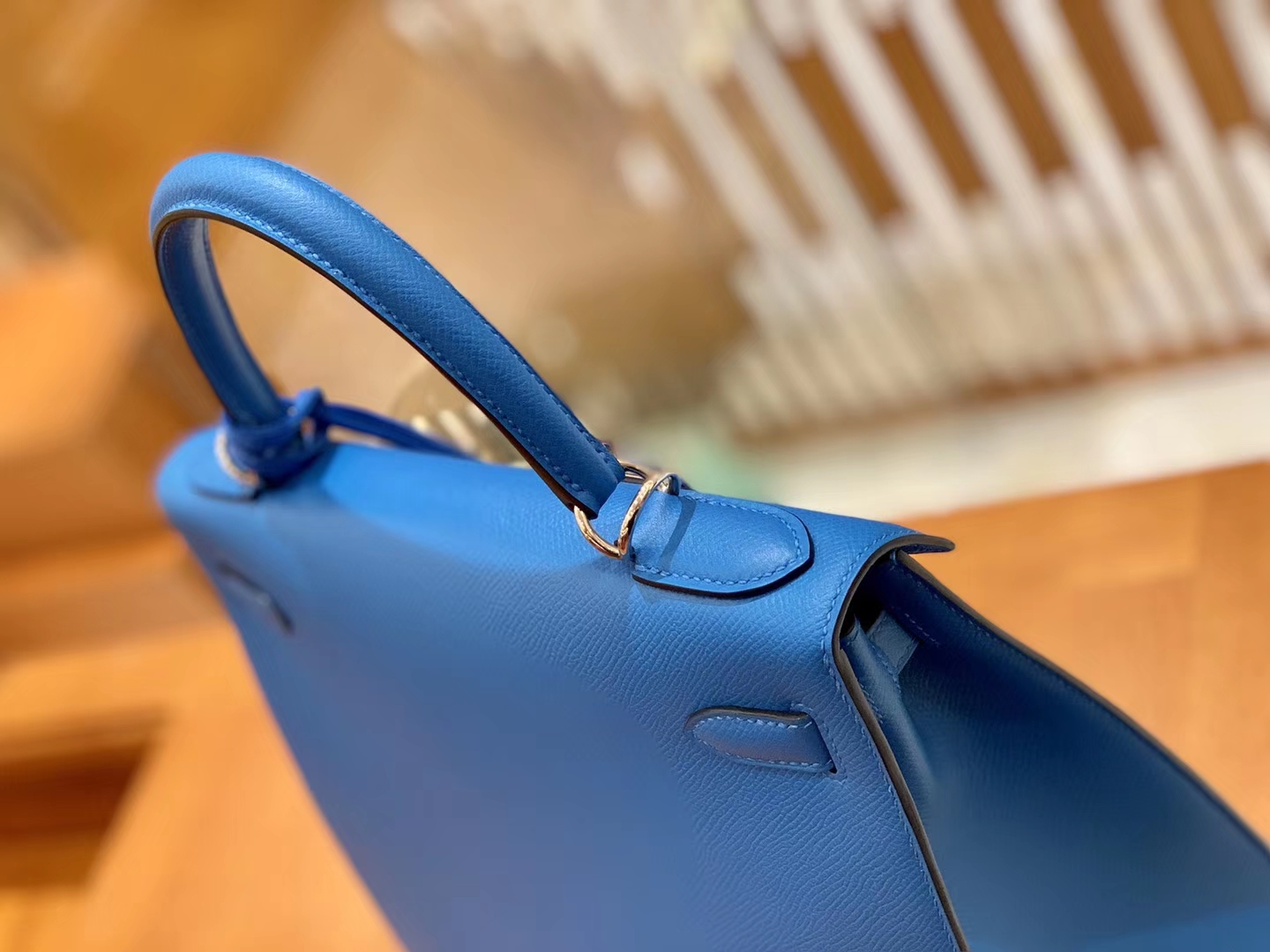Hermès（爱马仕）Kelly 凯莉包 坦桑尼亚蓝 掌纹牛皮德国进口原料 全手缝制 金扣 28cm 现货