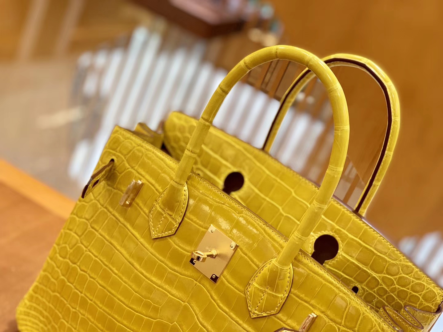 Hermès（爱马仕）Birkin 铂金包 琥珀黄 一级皮 尼罗鳄鱼皮 臻品级别 金扣 30cm